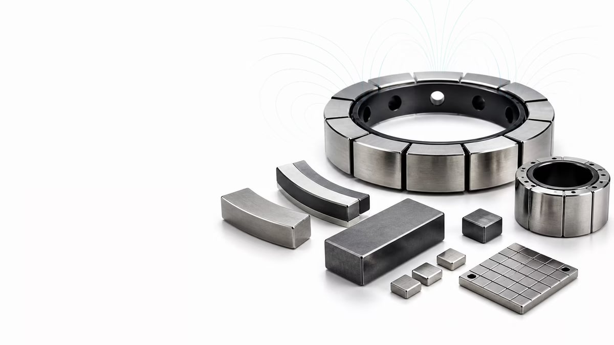 Custom neodymium magnets and magnetic assemblies on a clean engineering surface